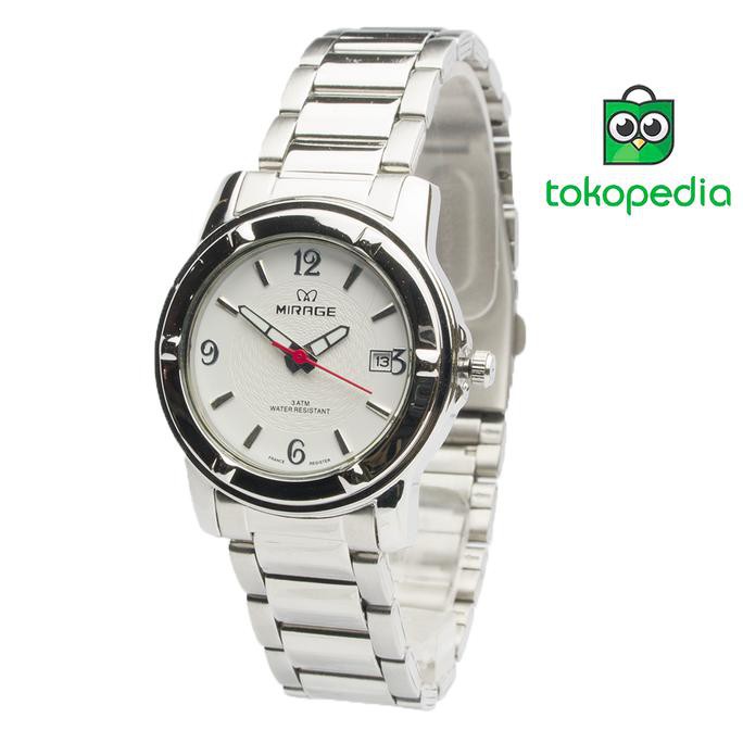 KUALITAS TERBAIK JAM TANGAN WANITA MIRAGE 8033L-PP SILVER TERLARIS