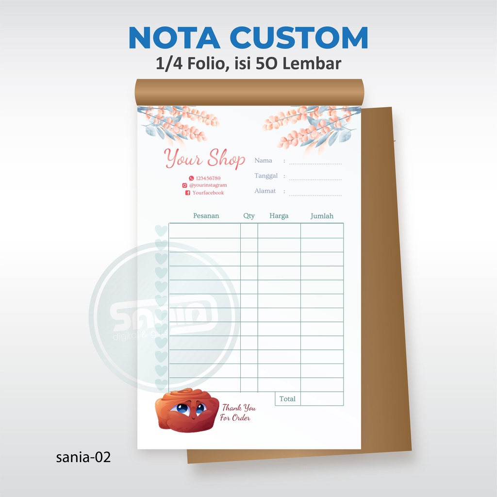 

NOTA CUSTOM ECERAN MURAH