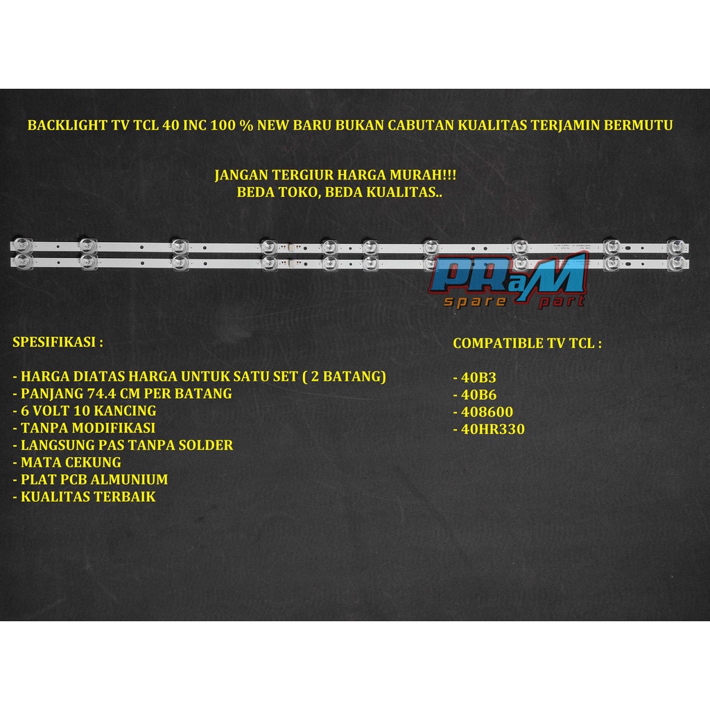 Backlight Led Tv TCL 40 INC 40B3 Lampu Tv TCL BL 40B3 40B3 40B6 408600 40HR330