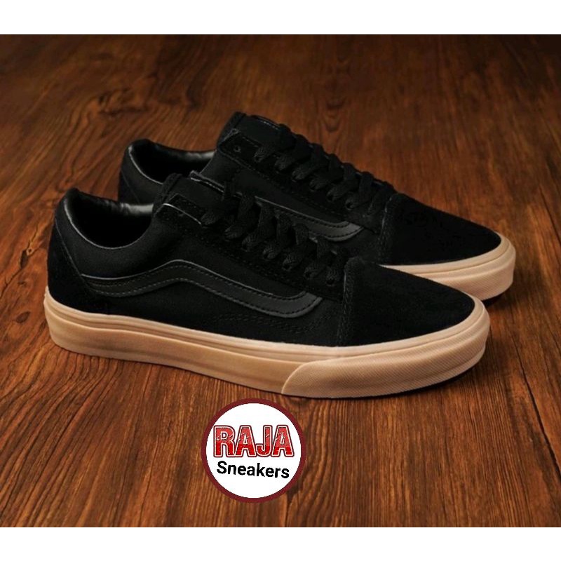 SEPATU43 VANS AUTHENTIC FULL BLACK HITAM COKLAT OLDSKOOL ERA SK8