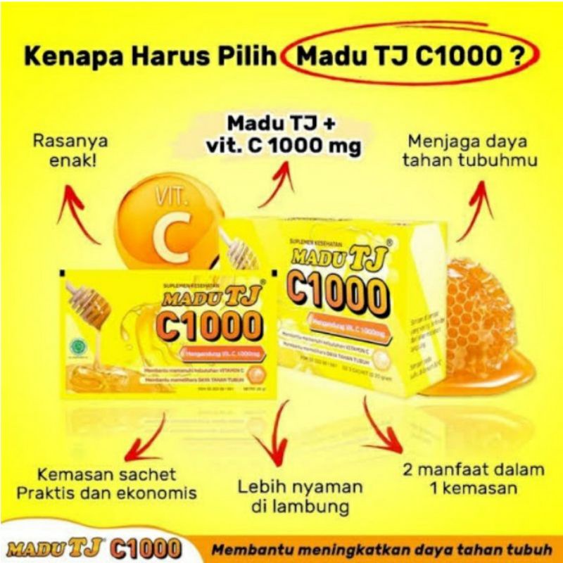Madu TJ C 1000 dan original sachet 20 gram