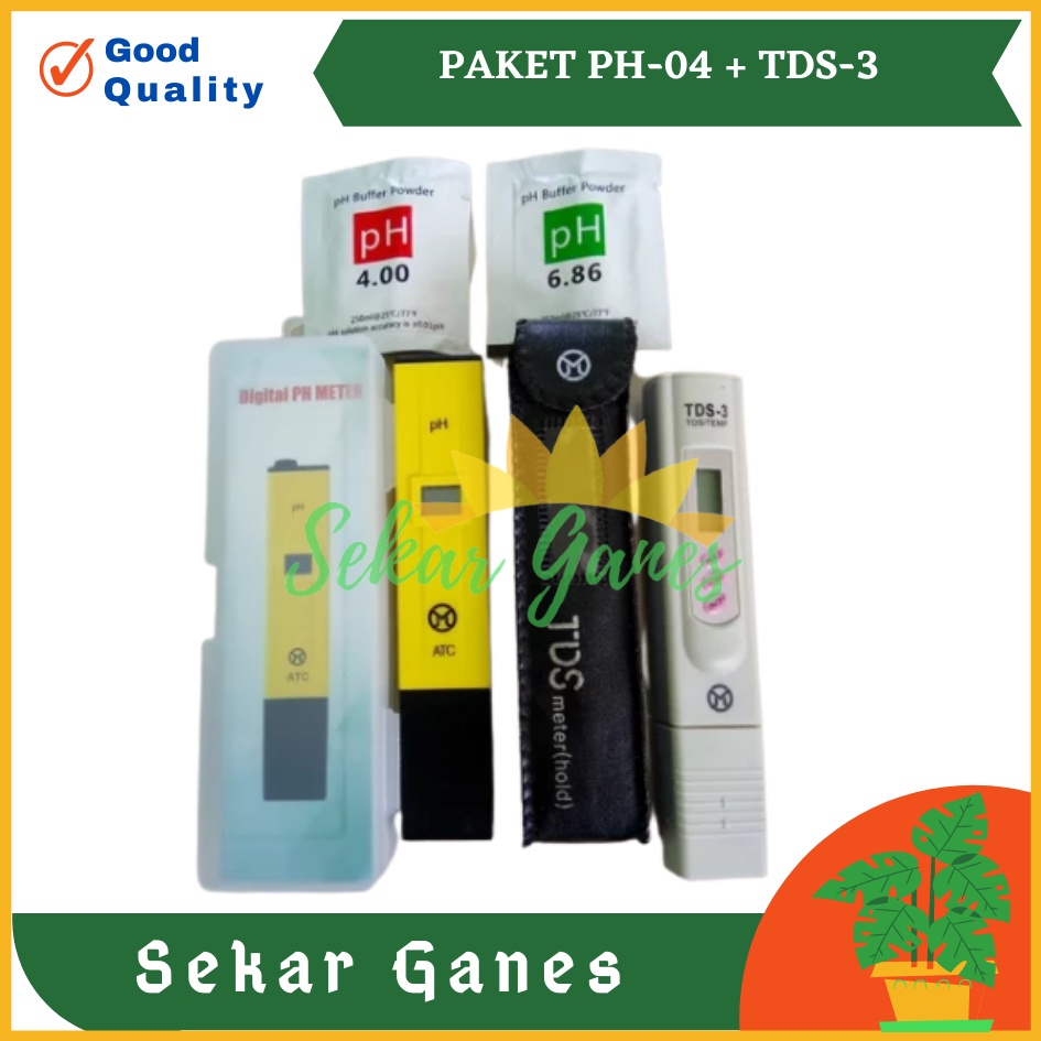 Paket Mantab Ph Meter + Tds Ec  Meter Alat Ukur Hidroponik Air Akuarium Pengukur Kualitas Air Suhu