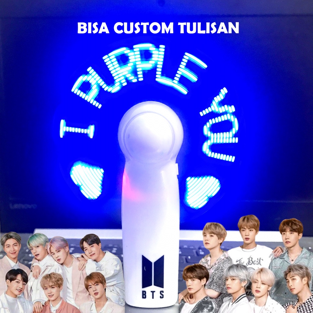 Kipas Tangan Handfan Lampu LED BTS ARMY | Pengganti Lightstick BTS | Kipas Custom Tulisan BTS | Akse