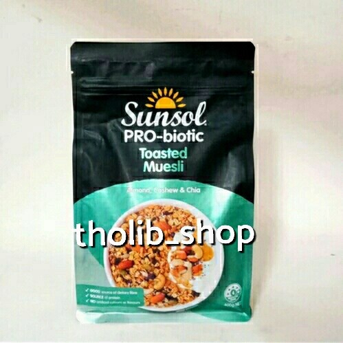 

Sunsol pro biotic toasted muesli almond cashew & chia 400 gr