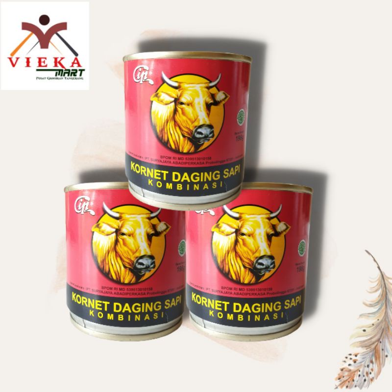 CIP Corned Beef 198gram/Kornet Daging Sapi Olahan/Kornet cip
