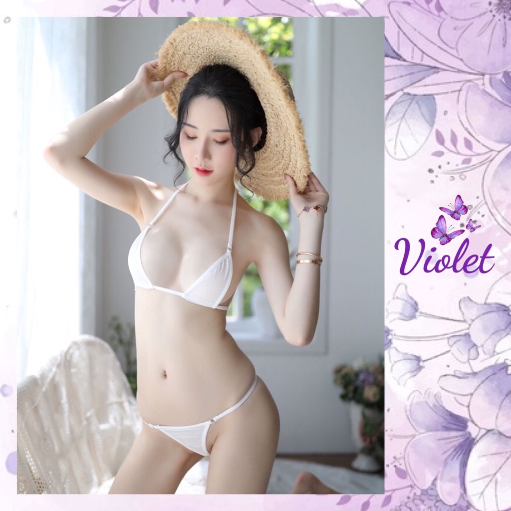 Violet Lingerie Erotis Seksi G-String Mikro Seksi Baju Renang Wanita Perspektif Thong 1254