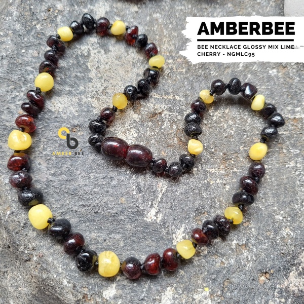 Kalung Amber Anak Premium Mix Cherry Lemon by Amber Bee NGMLC95