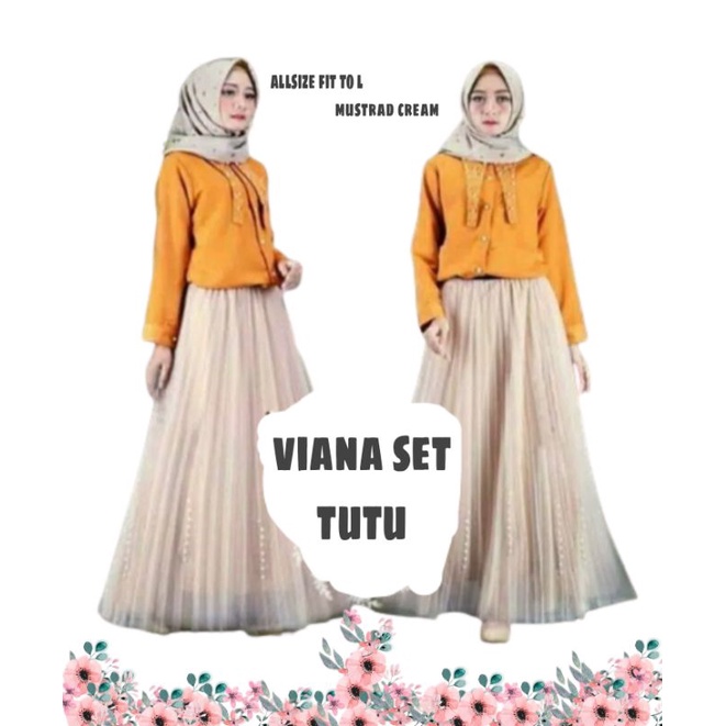 VIANA SET TUTU _setelan atasan dan rok- gamis murah fashion muslim