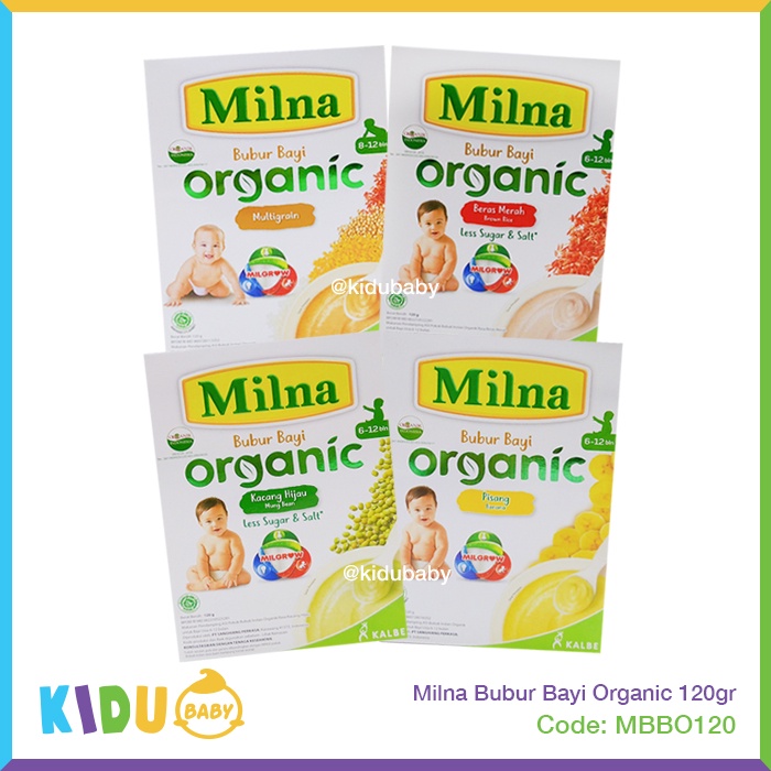 Milna Bubur Bayi Organic 120gr Makanan Cemilan MPASI si Kecil Kidu Baby