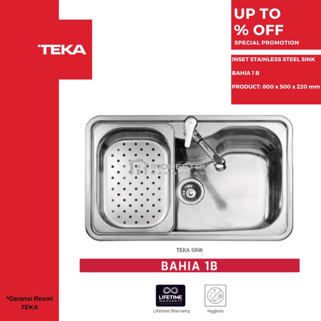 Sink Teka BAHIA 1B / Kitchen Sink Teka / Bak Cuci Piring 1 Lubang Teka BAHIA 1B (Stainless Steel)