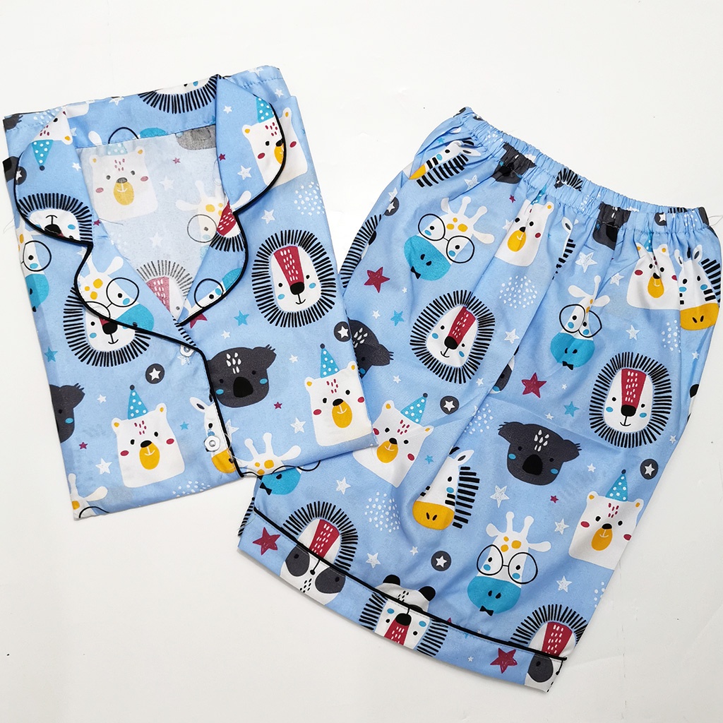 Setelan Piyama Dewasa Celana Pendek Lengan Pendek Hotpant All Size-HPL NEW KOALA BLUE