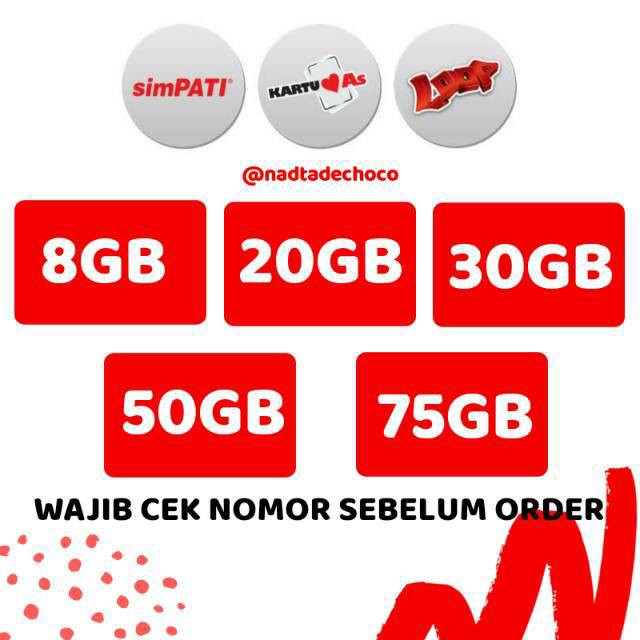 TELKOMSEL PAKET DATA KUOTA INTERNET 8GB 20GB 30GB 50GB 75GB SUPRISEDEAL PROMO HEMAT MURAH