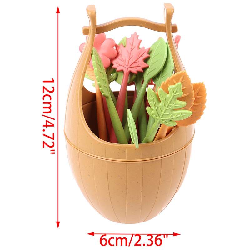 &lt; E2id &amp; &gt; 16pcs / set Tusuk Gigi Bentuk Daun Untuk Buah / Kue / Dessert