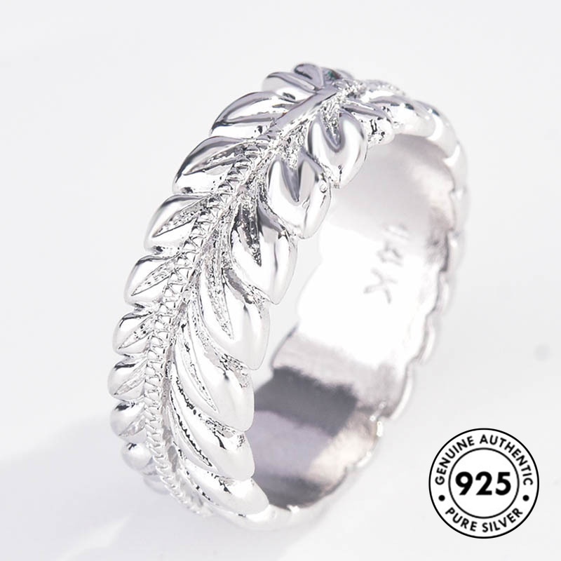 Cincin Lapis Silver 925 Model Daun Gandum Untuk Wanita