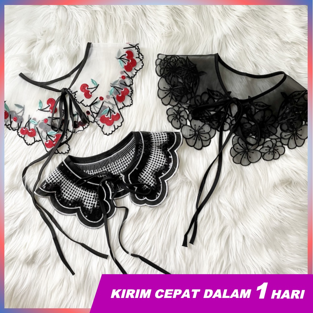 Super66 Kerah Instan / Kerah Baju Wanita / Kerah Baju Korean / Kerah Palsu / Fake Collar