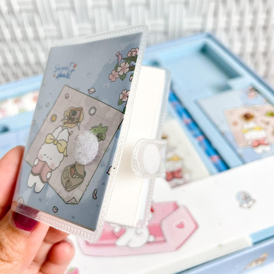 

T6T✦ Paket Jurnal 7 in 1 Karakter Kelinci Bunny Pink Biru Free Box Include Solatip Buku Mini Kertas Bintang Sticky Notes Sticker Sheet Pulpen Fancy Stuff Best Gift Present For Birthday Event Souvenir Alat Tulis Kantor Sekolah Grosir Kado Ulang Tahun READY