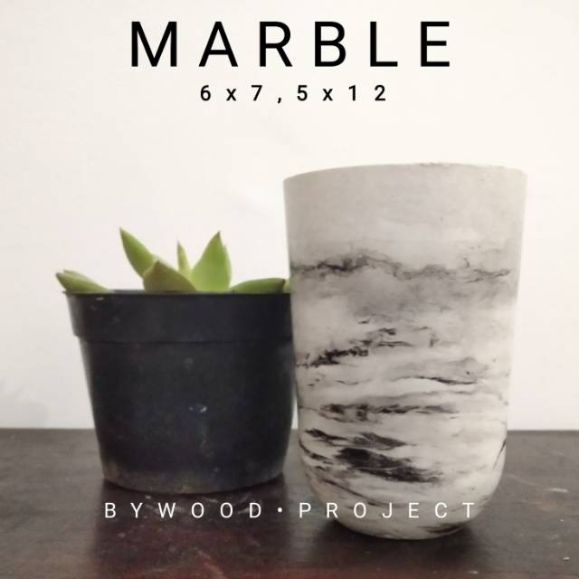 Pot Semen. Pot Kaktus. Pot Suculen. Motif Marbel.