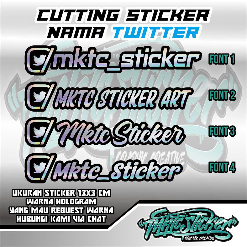 

CUTTING STICKER NAMA TWITTER WARNA HOLOGRAM