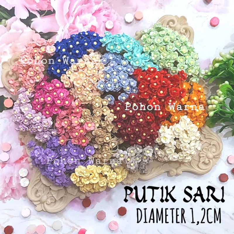 (1,2CM & 1,5CM) BUNGA KERTAS MULBERRY PUTIK SARI MINI | PUTIK BAHAN SCRAPBOOK MAHAR