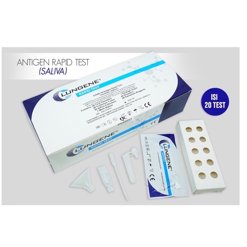 Original !!! Lungene Saliva Antigen Biru Rapid Test Mandiri Pakai Air Liur / Antigen Saliva Rapid Test (Metode Air Liur) Clungene 1 set