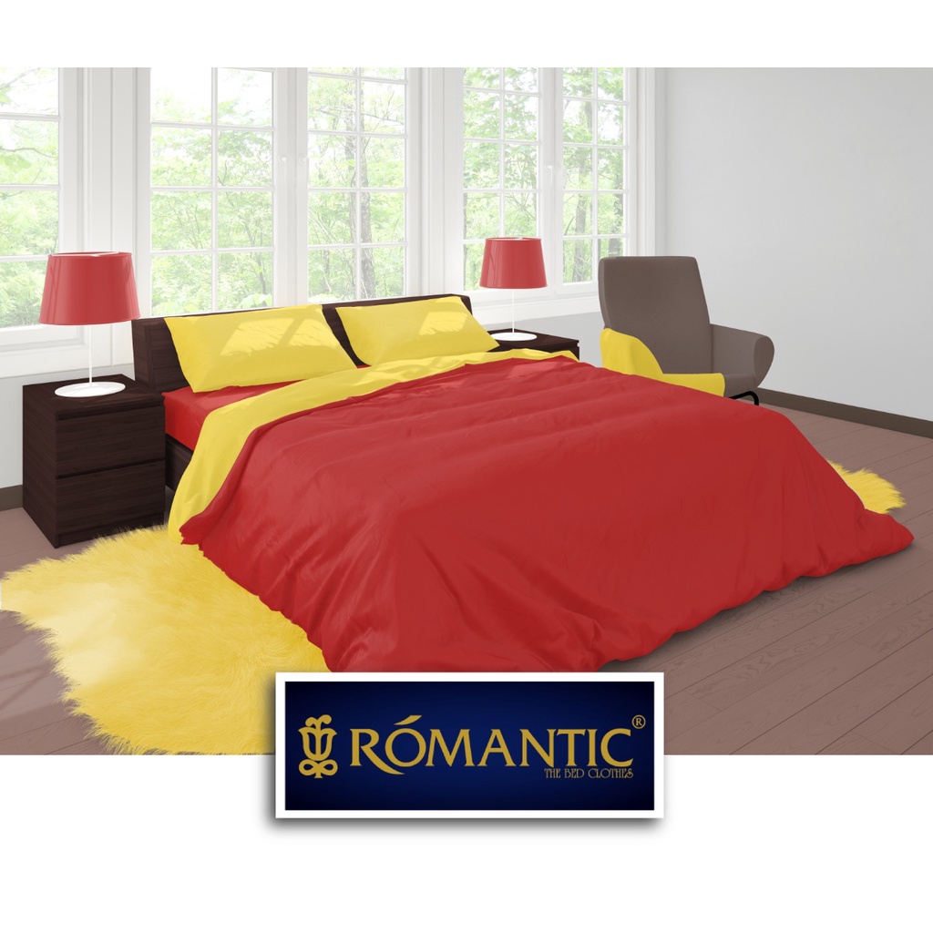 Two Tone Bedcover ROMANTIC Kuning x Merah aesthetic Bandung