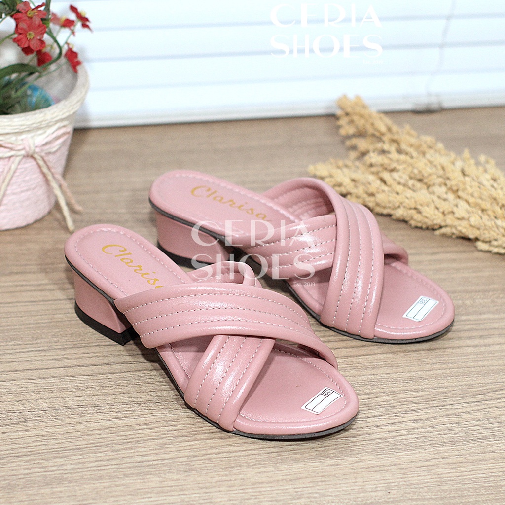 Sandal Sepatu Hak Anak Perempuan Bahan Busa Empuk 3 cm Heels Motif Silang Sendal Pesta Anak Cewe