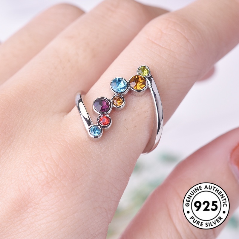 Cincin Lapis Silver S925 Model Kepang Dengan Batu Permata Untuk Wanita