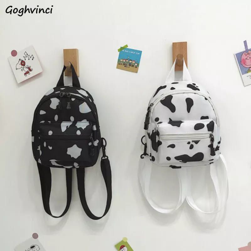 Tas Ransel Wanita Mini Motif Sapi Tas Ransel Modis Tas Remaja Korean Style