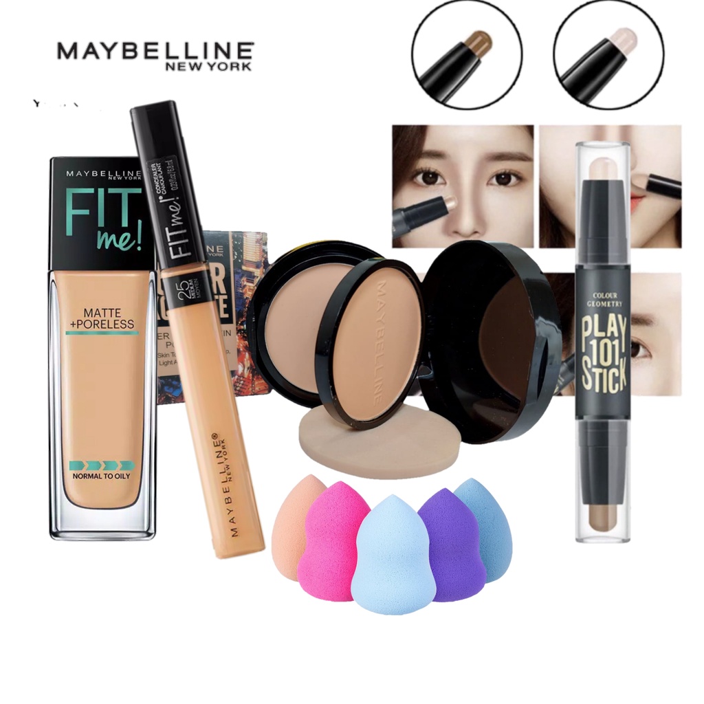 Maybelline / Paket Kecantikan Maybelline Bedak Basah Kering + Contour Foundation Concealer