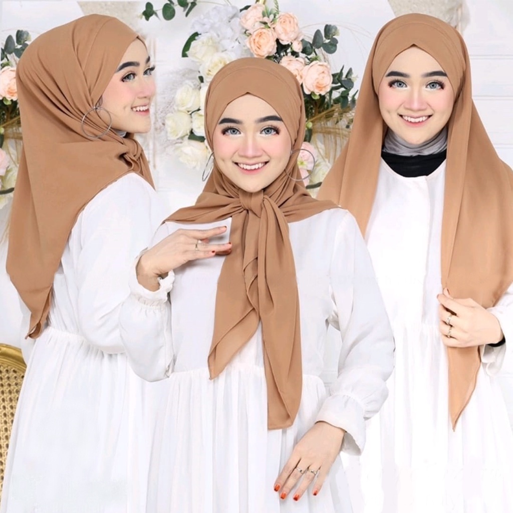 Kerudung Segitiga Malay 2Layer Ceruty Babydoll Hijab Segi Empat Instan Tali Ikat Termurah Nayla Hija'b