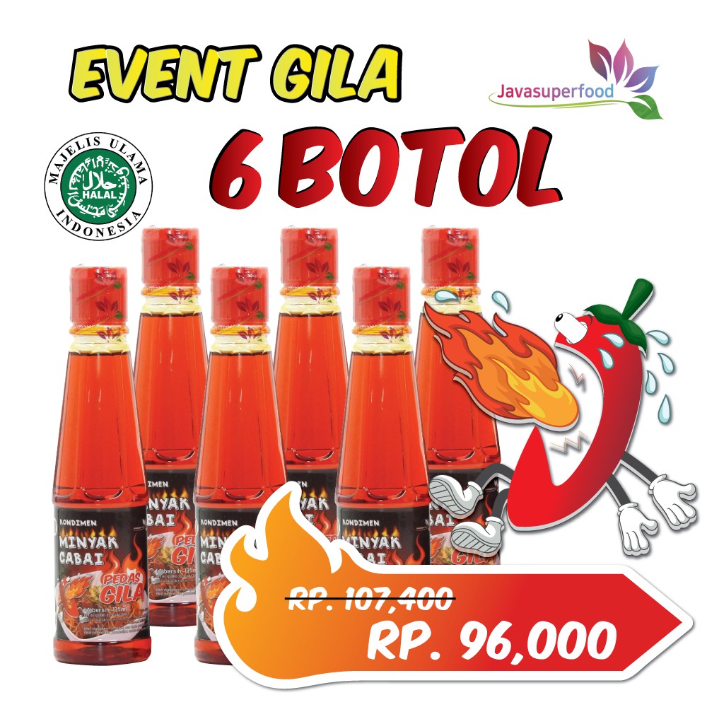 Paket Event Gila [ Minyak Cabai Pedas Gila 6 Botol] Java Super Food