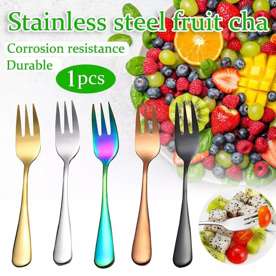 tea fork dessert stainless steel / garpu kecil buah kue cake snack / fruit salad fork kitchen hotel resto cafe