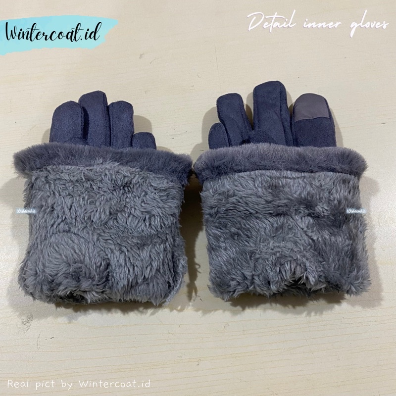 Gloves winter wanita sarung tangan musim dingin suede import hangat bulu fur fashion lara