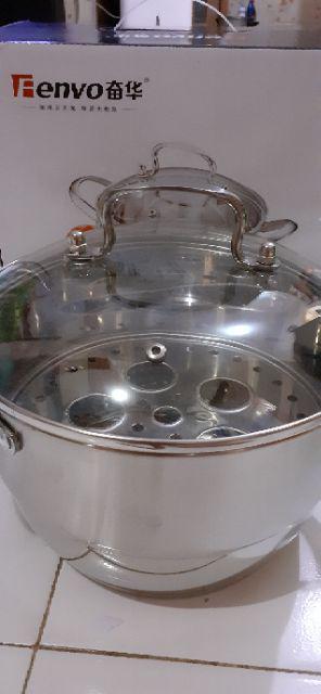 Panci Kukus Stainless Double Bottom Fenvo Steamer 24cm 00313.00019