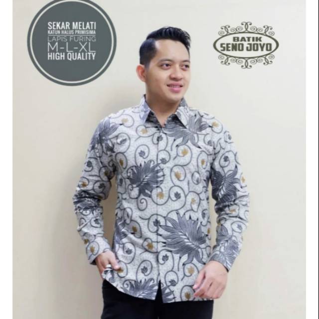 Kemeja Batik / Hem Batik Lengan Panjang SEKAR MELATI Bahan Katun Primisima