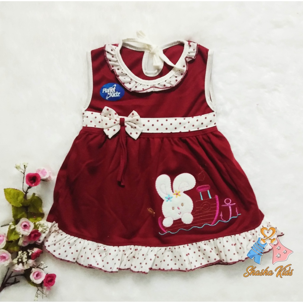 [L-019] Baju Bayi Perempuan /Dress Bayi Perempuan Planet Kids  cantik Murah 0-6 bln