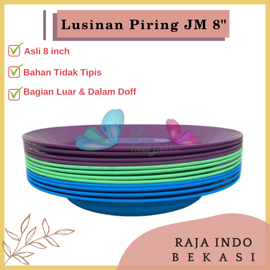 LUSINAN Piring Plastik JM 8 Inch Warna Biru Hijau Ungu - Piring Kecil Besar Set Makan Plastik Acara Pesta Melamin Rotan Murah Lusinan 1 Lusin Putih Murah Termurah