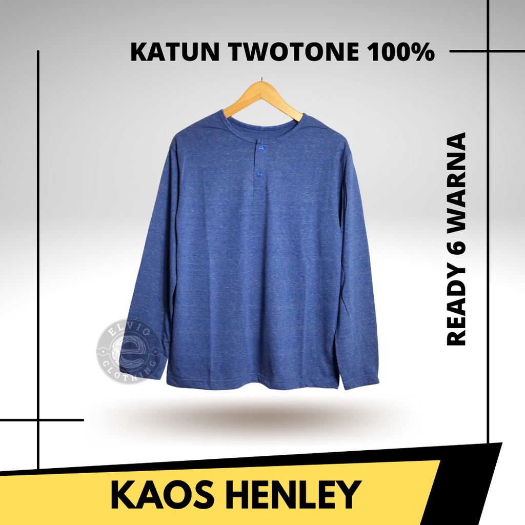 [ BISA COD ] KAOS POLOS MISTY HENLEY KANCING 100% COTTON KATUN TWOTONE PREMIUM 24S PRIA WANITA UNISEX LENGAN PANJANG REGULAR FIT KASUAL SANTAI DEWASA