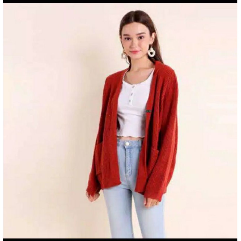 Cardigan Rajut Wanita Premium Crop Cardi Oversize Kardigan Cardy Bahan Tebal