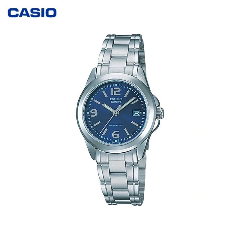 JAM TANGAN WANITA CASIO LTP-1215A-2A ORIGINAL - LTP1215A SILVER BIRU