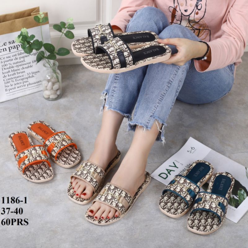SANDAL SELOP WANITA JELLY KARET IMPOR BALANCE