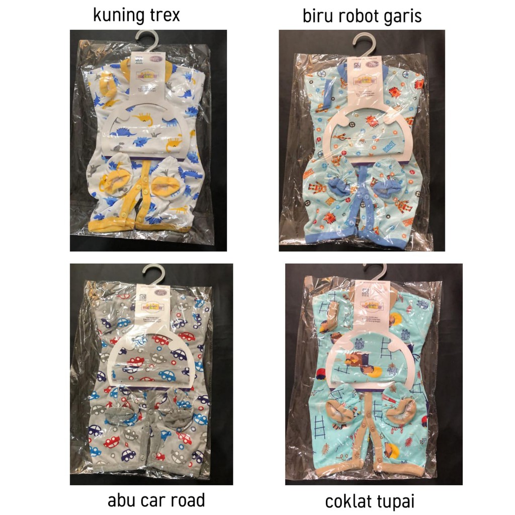 HOKIKU Set 3 in 1 romper segiempat kodok topi sarung kaki bayi newborn SNI Lembut