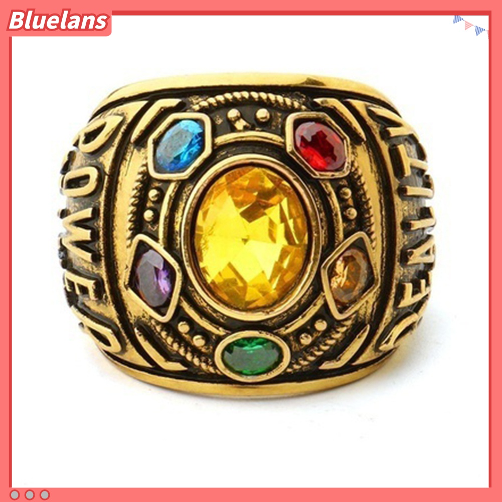 Cincin Desain Tulisan Power Mind Soul Infinity War Thanos Warna-Warni Untuk Pria