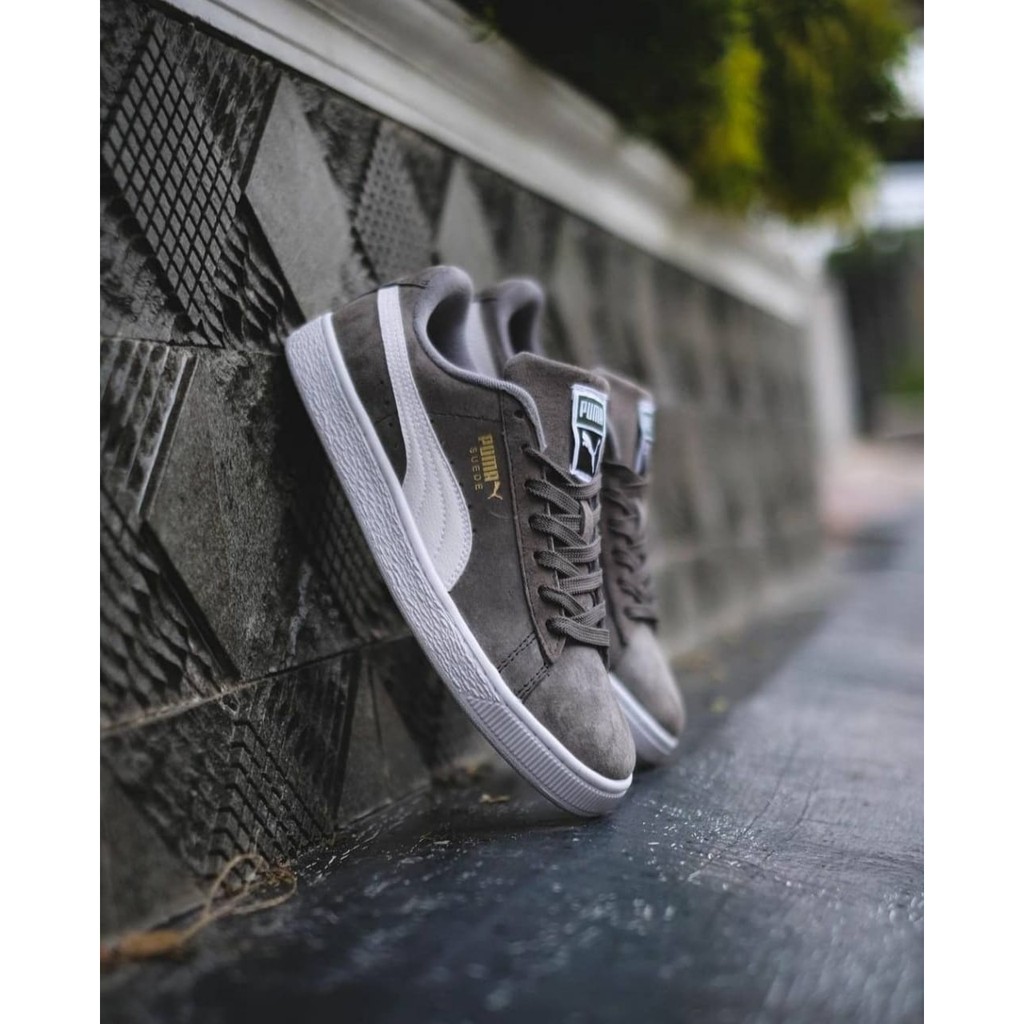 SEPATU PUMA SUEDE DARK GREY WHITE ORIGINAL SNEAKERS