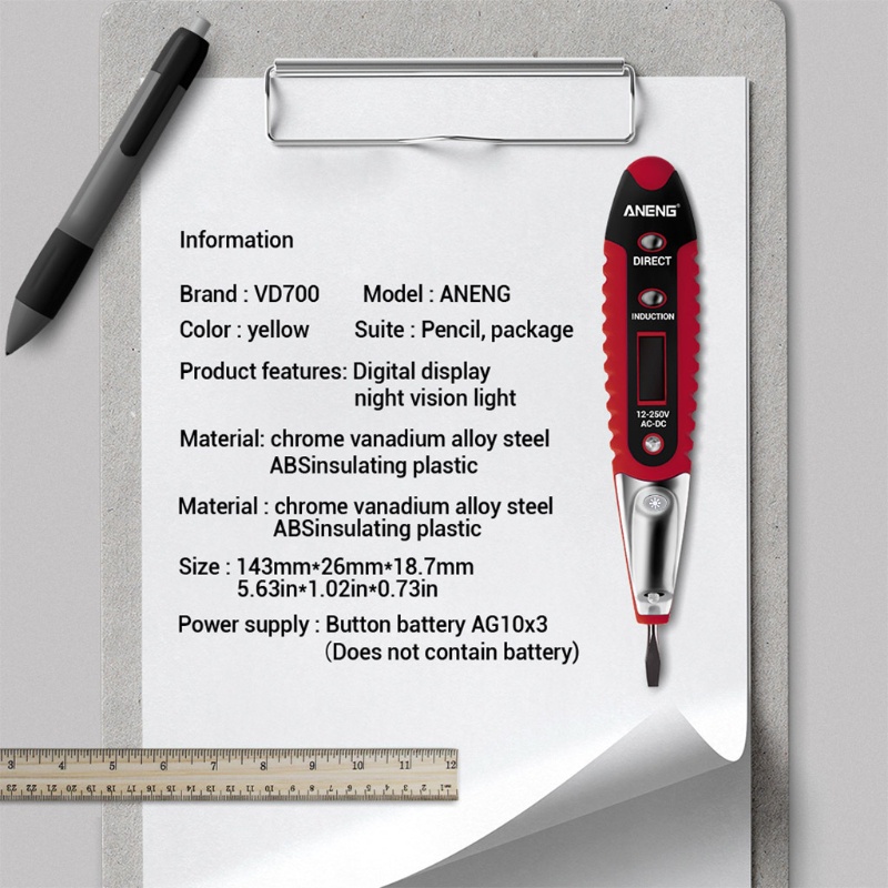 Tester Tegangan Listrik AC / DC 12-250V Dengan Layar LCD