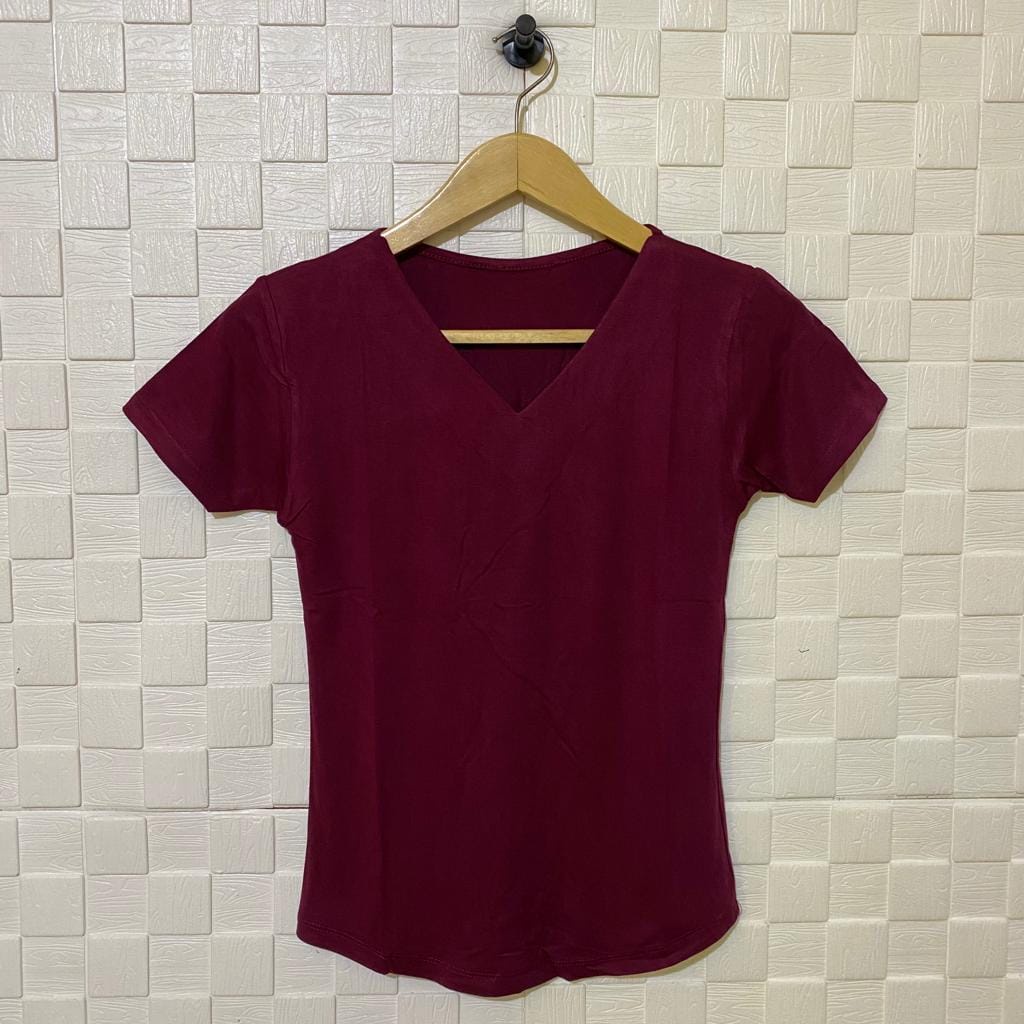 atasan polos vneck lengan pendek wanita/kaos vneck/atasan vneck/pakaian wanita/kaos polos/syafiqa-2
