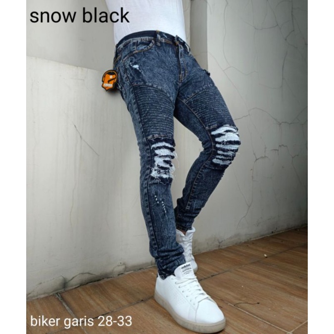 Celana Pria Jeans Biker Ripped Sobek