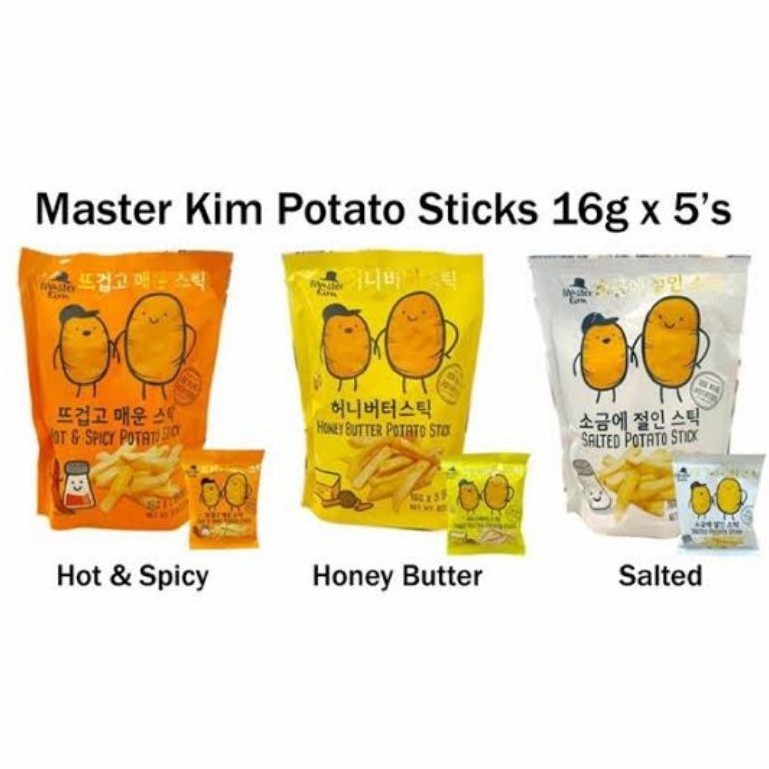 

Master Kim Potato Stick 80gr/ Cemilan Stik Kentang Kekinian Hot & Spicy/ Honey Butter/ Salted