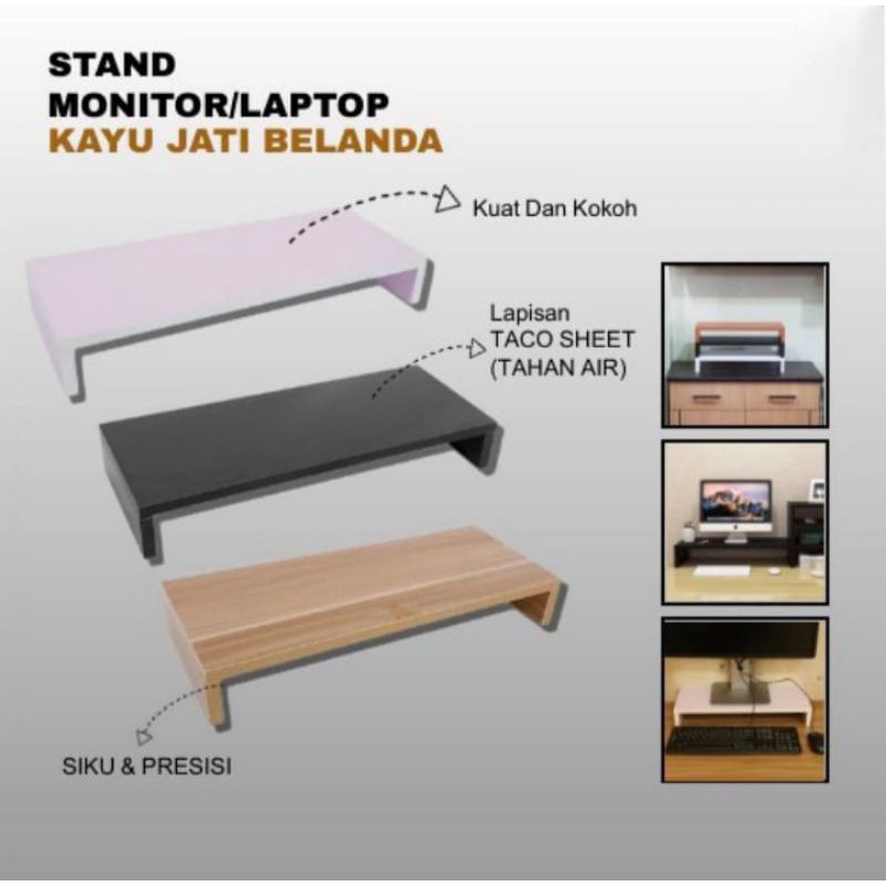 Stand Leptop &amp; Stand Monitor Meja Leptop kayu jatiBelanda Harga Spesial