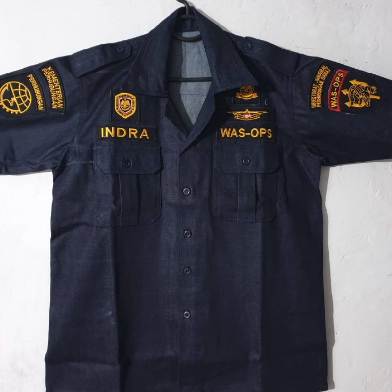 Seragam Jeans/SERAGAM wasops / Was ops / Was-ops / was - ops   (Bonus pangkat Wasops) lengan pendek 
